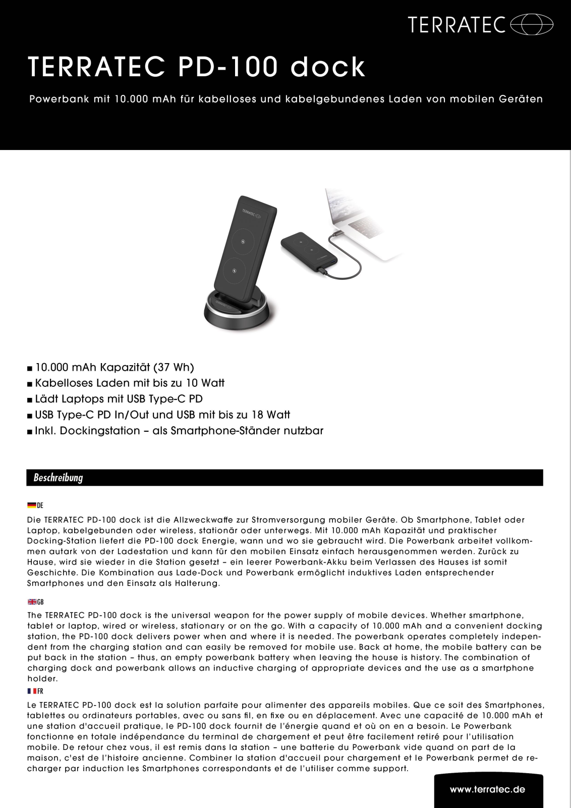 TerraTec Powerbank PD-100 Dock User Manual