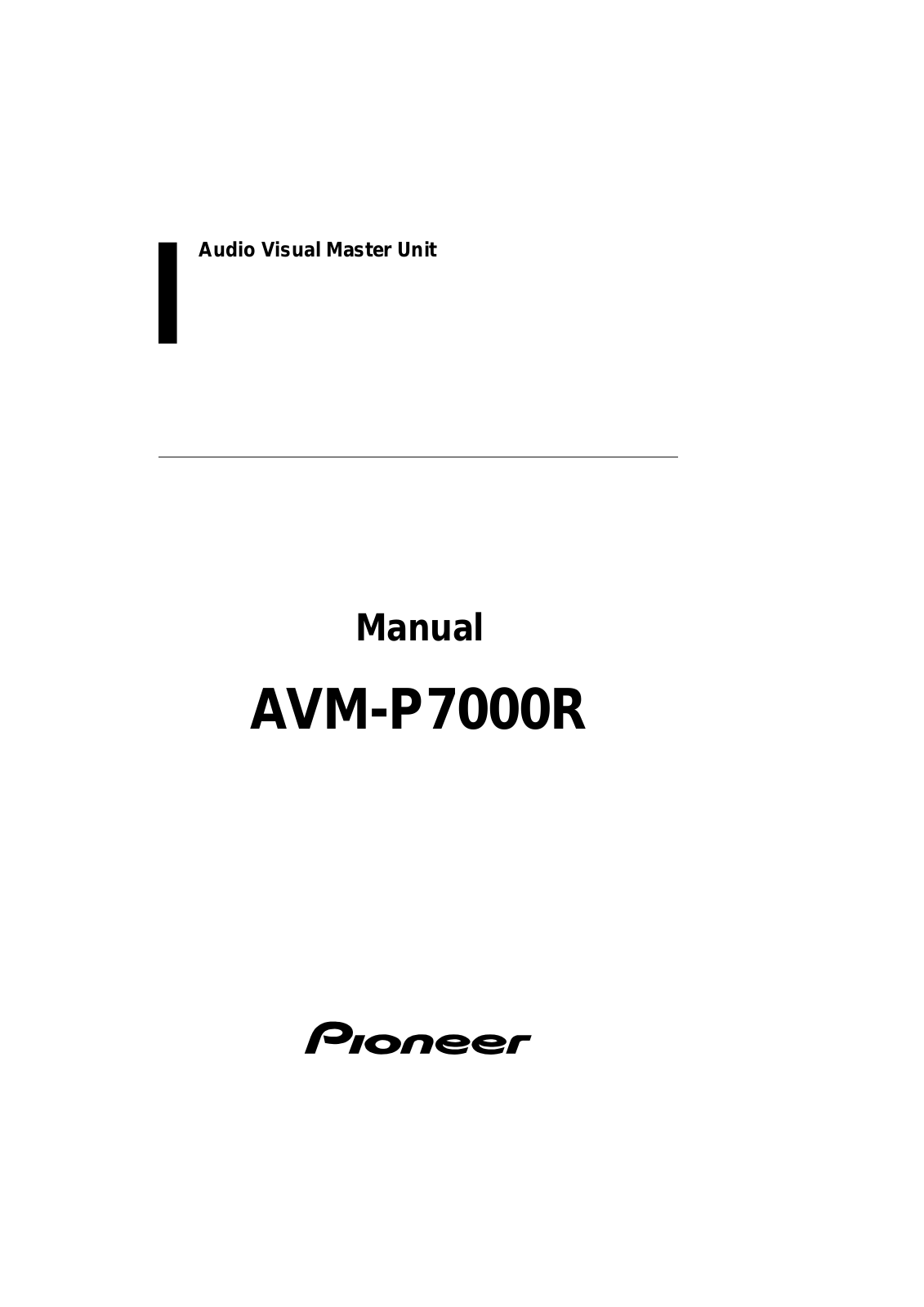 Pioneer AVM-P7000R User Manual