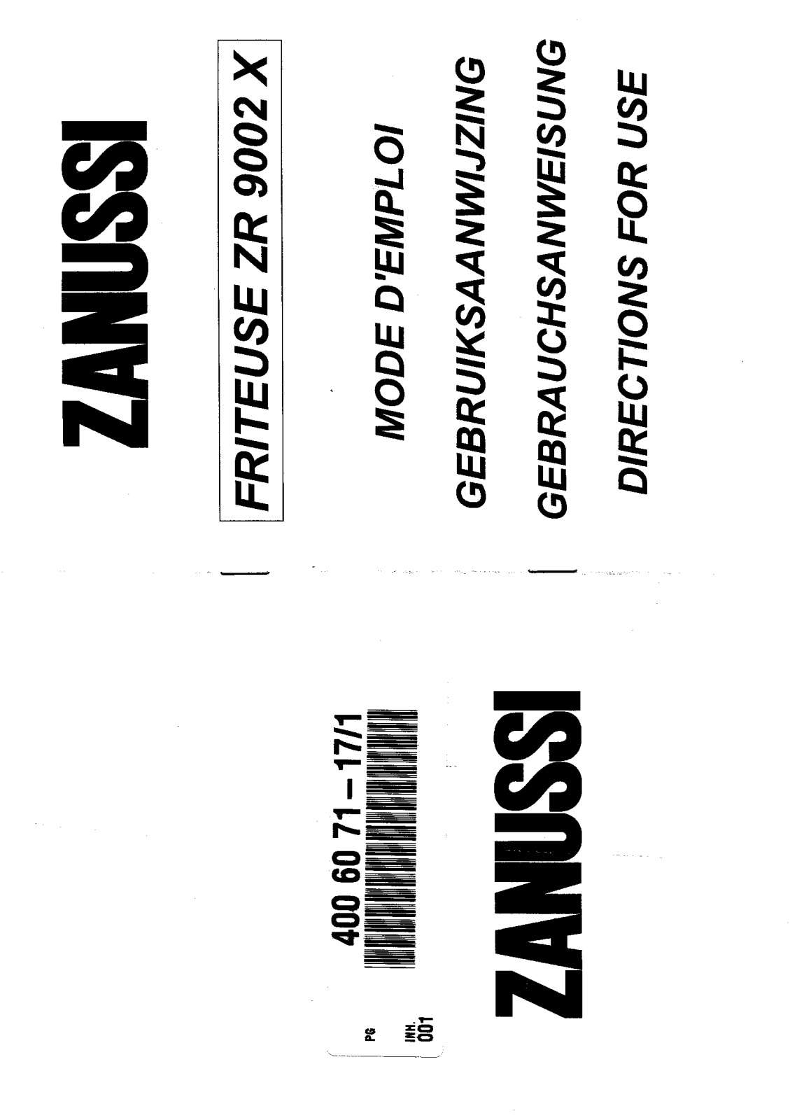 Zanussi ZR9002X User Manual