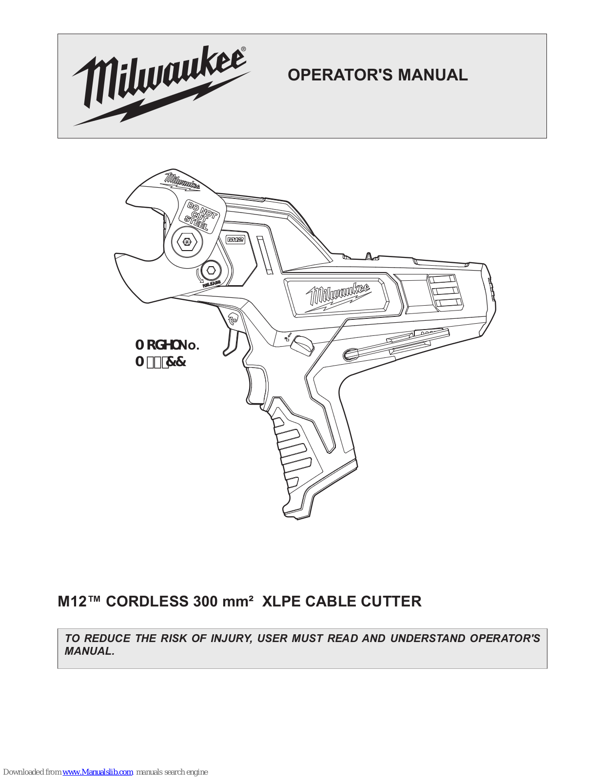 Milwaukee M12 CC Operator's Manual