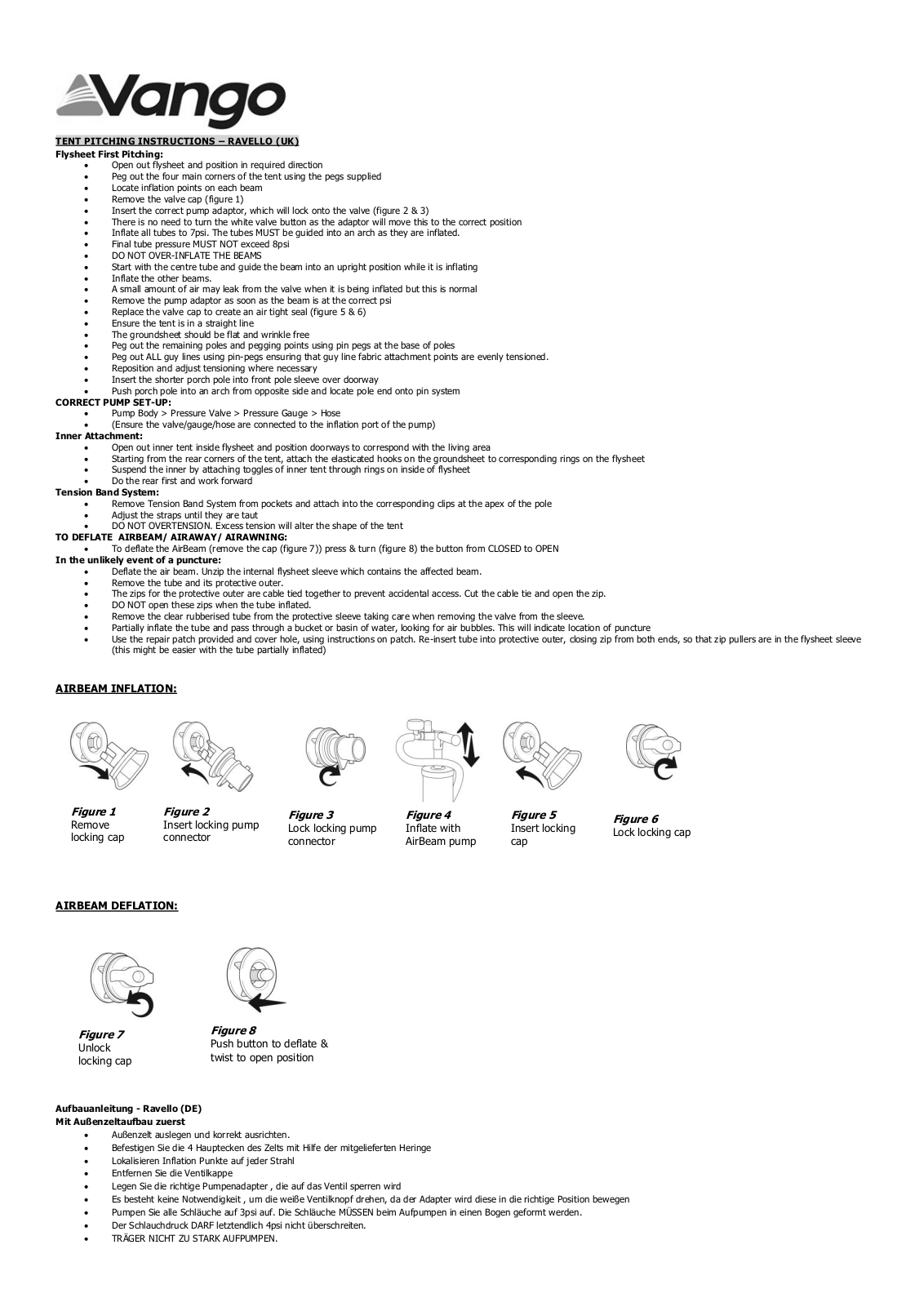 Vango Ravello 600, Ravello 500 User Manual