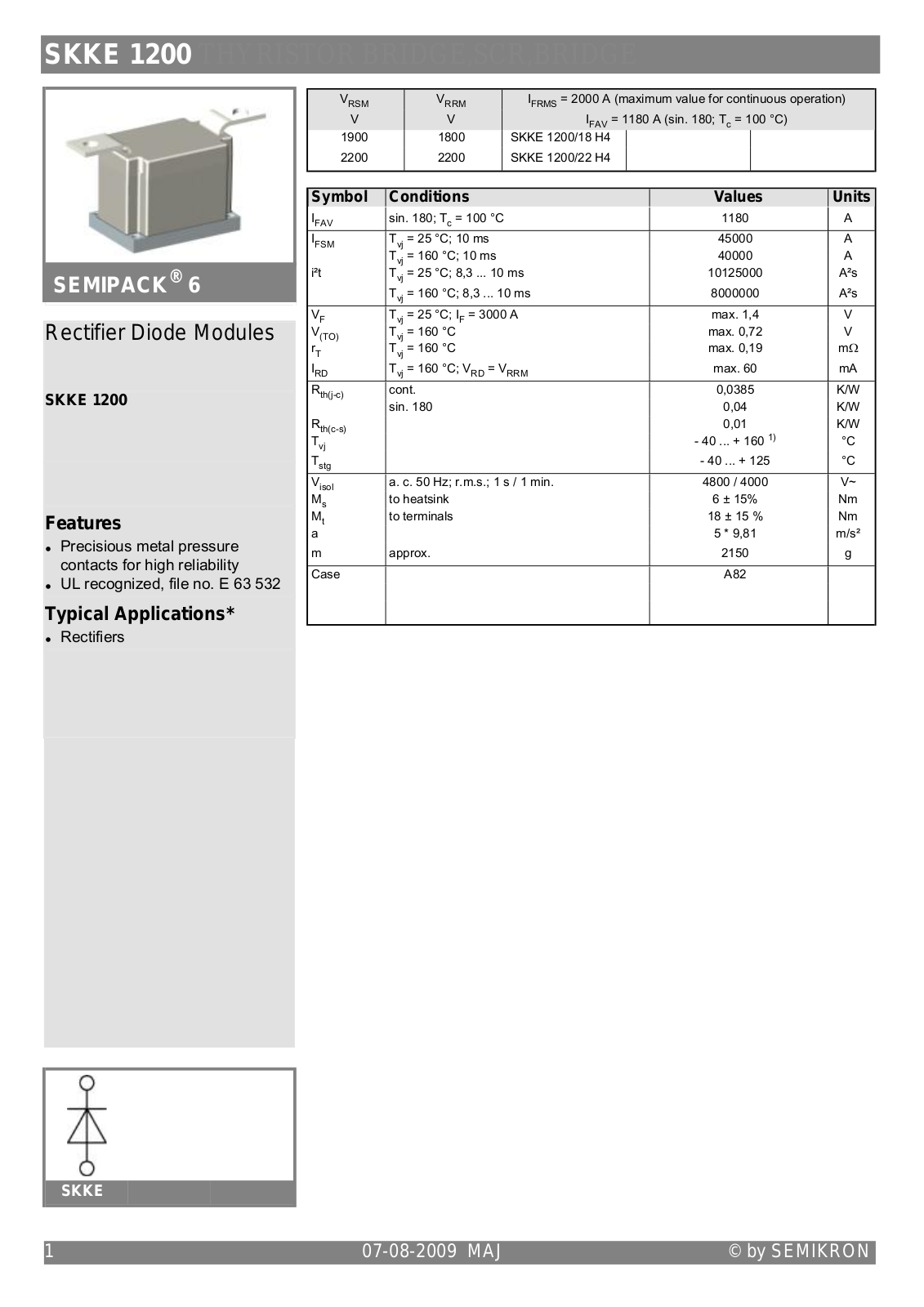 Semikron SKKE1200 Data Sheet