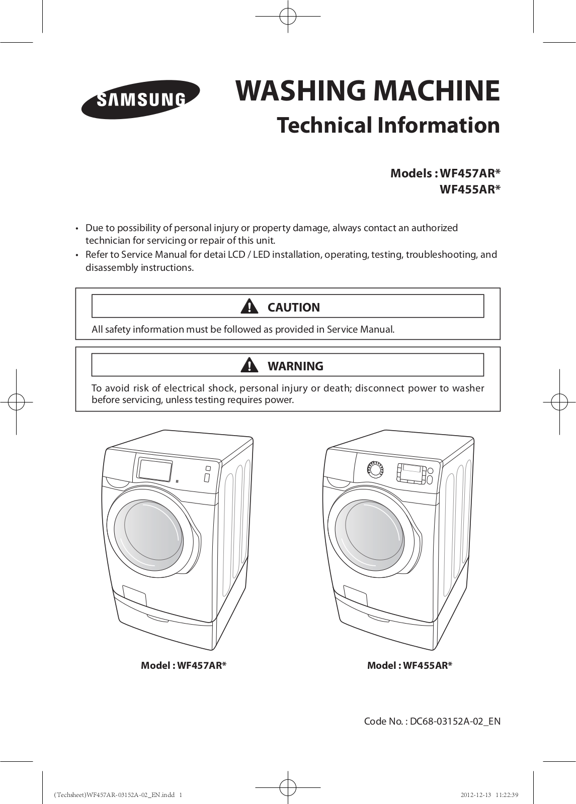 Samsung WF457ARGSWR-AA User Manual