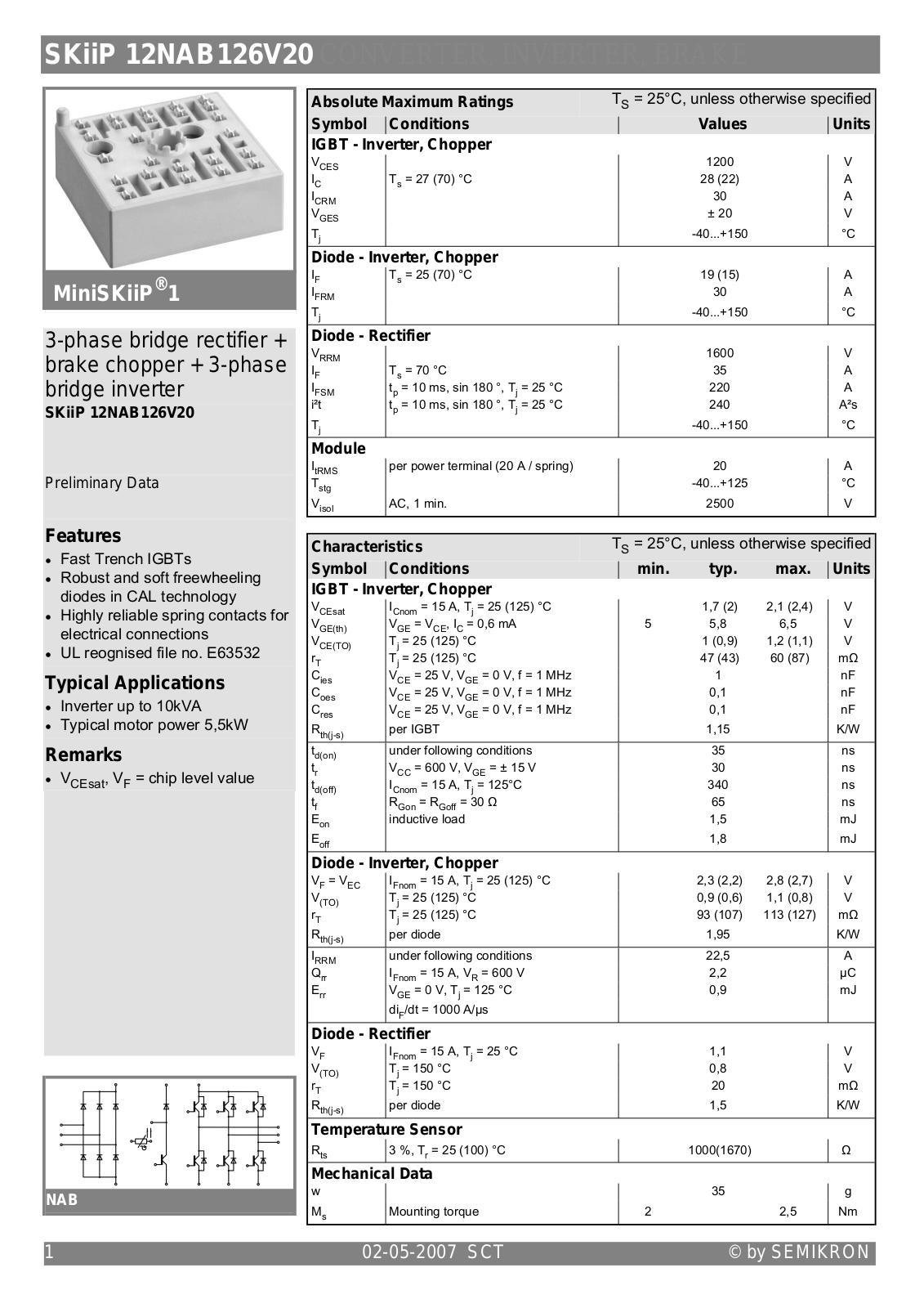 Semikron SKIIP12NAB126V20 Data Sheet