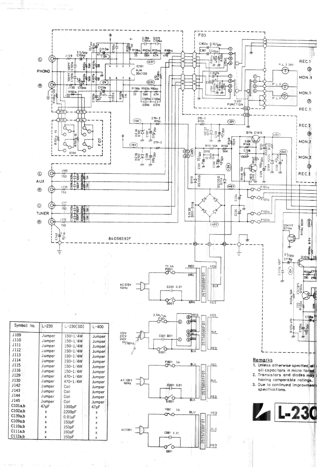 Luxman L-230 Schematic