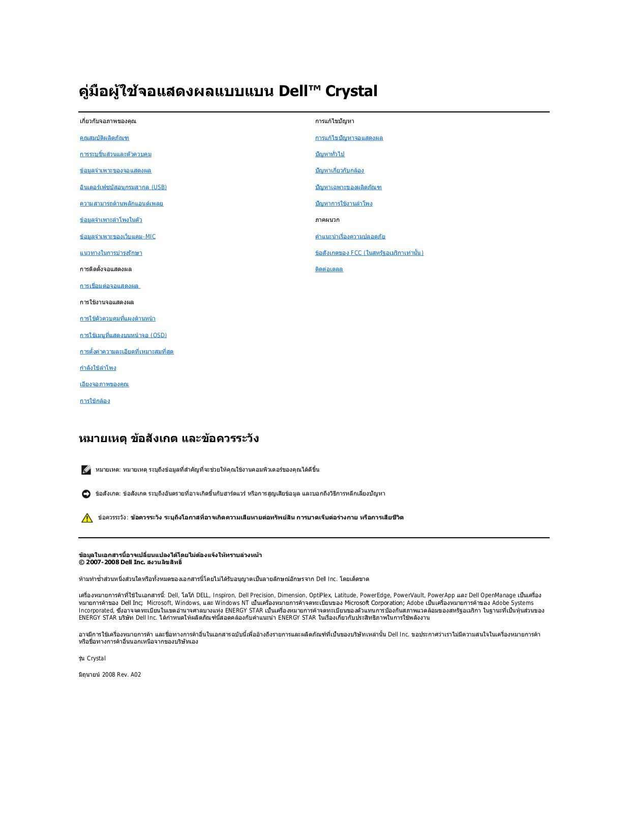 Dell Crystal Monitor User Manual