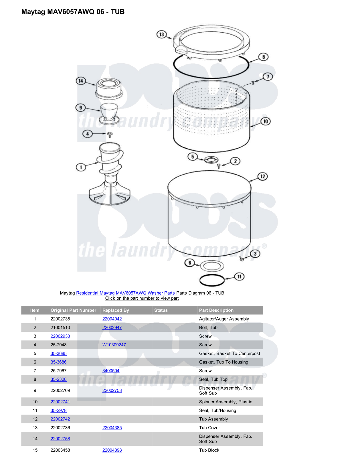 Maytag MAV6057AWQ Parts Diagram