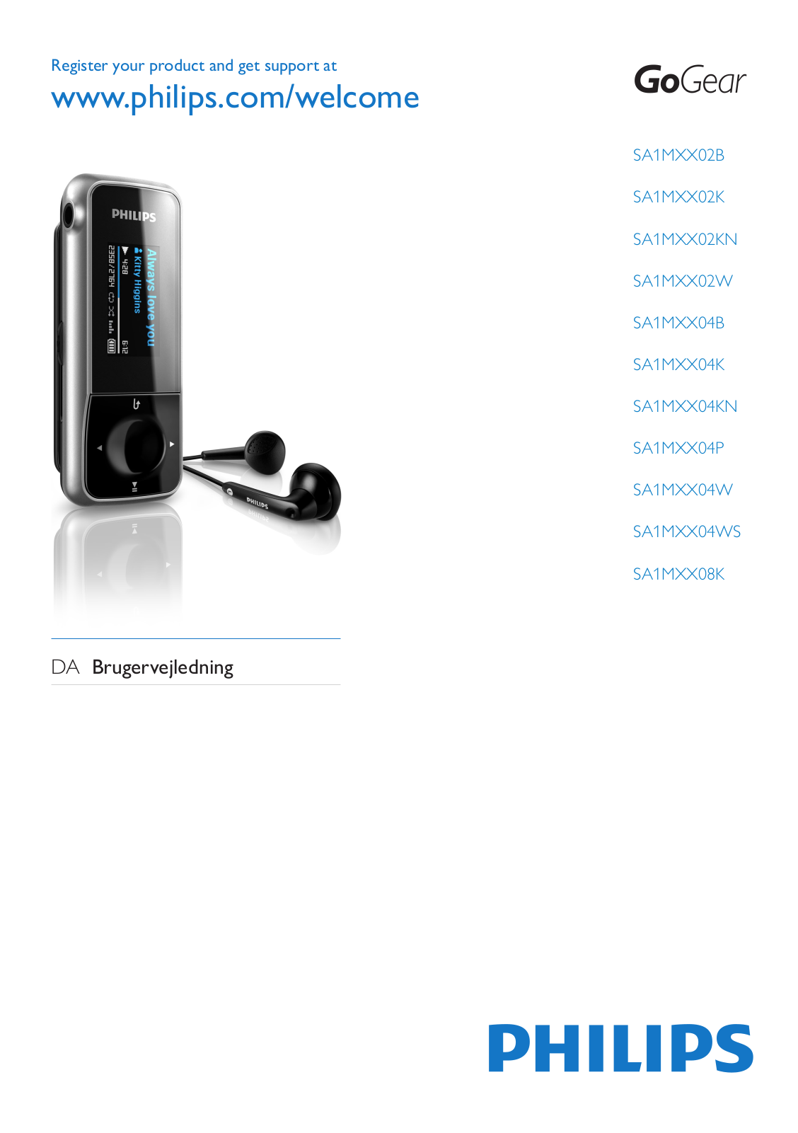 PHILIPS SA1MXX04P, SA1MXX02KN, SA1MXX08K, SA1MXX04K, SA1MXX04W User Manual