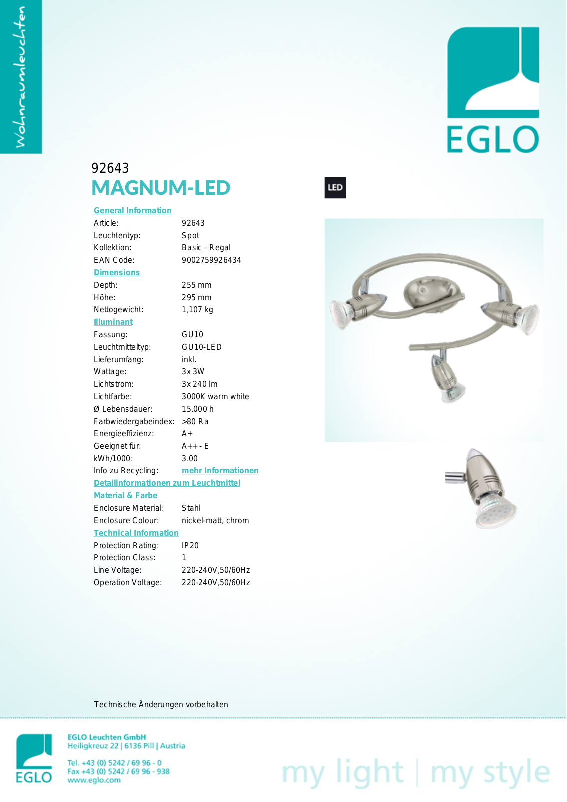 Eglo 92643 Service Manual