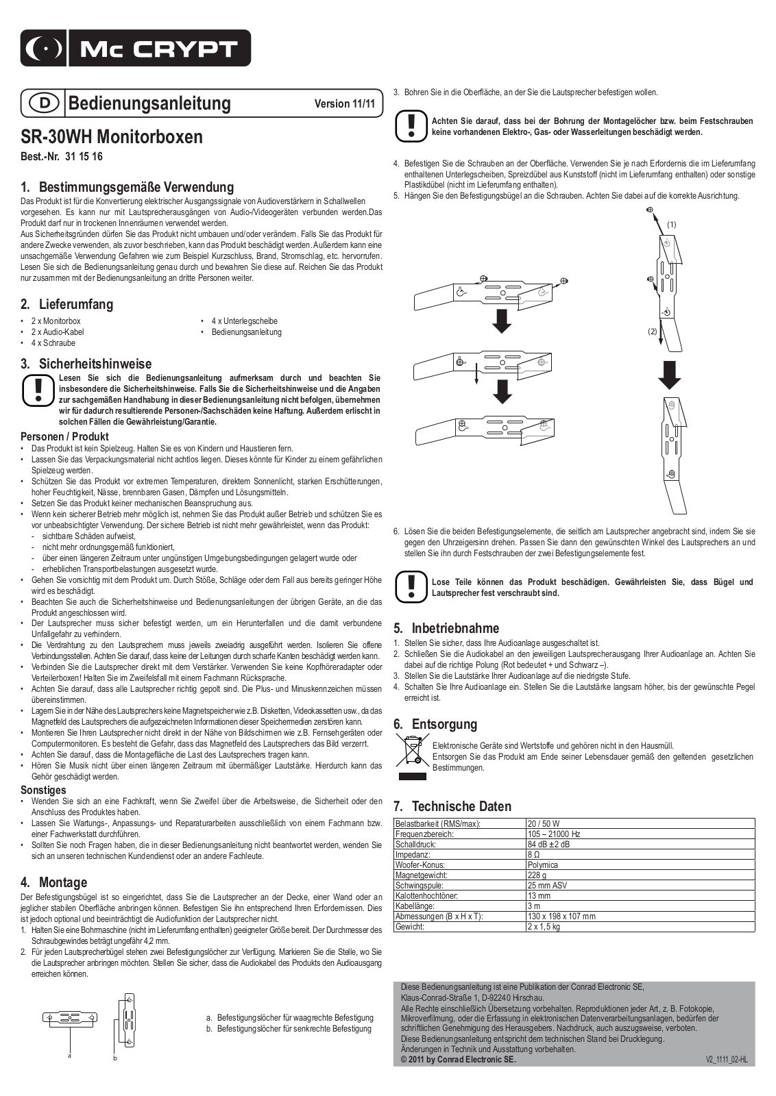 Mc Crypt 311516 Operation Manual