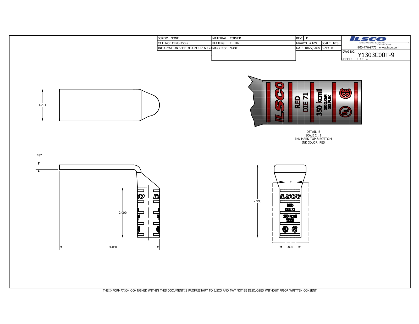 Ilsco CLNU-350-9 Data sheet