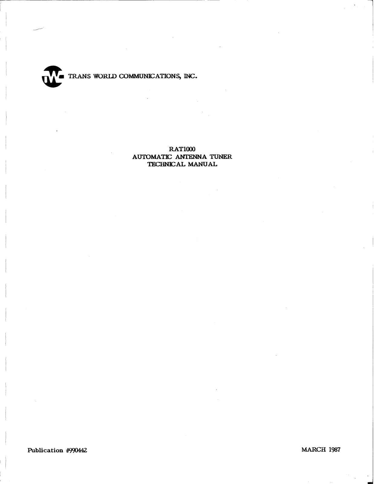 Datron RAT-1000 Service guide
