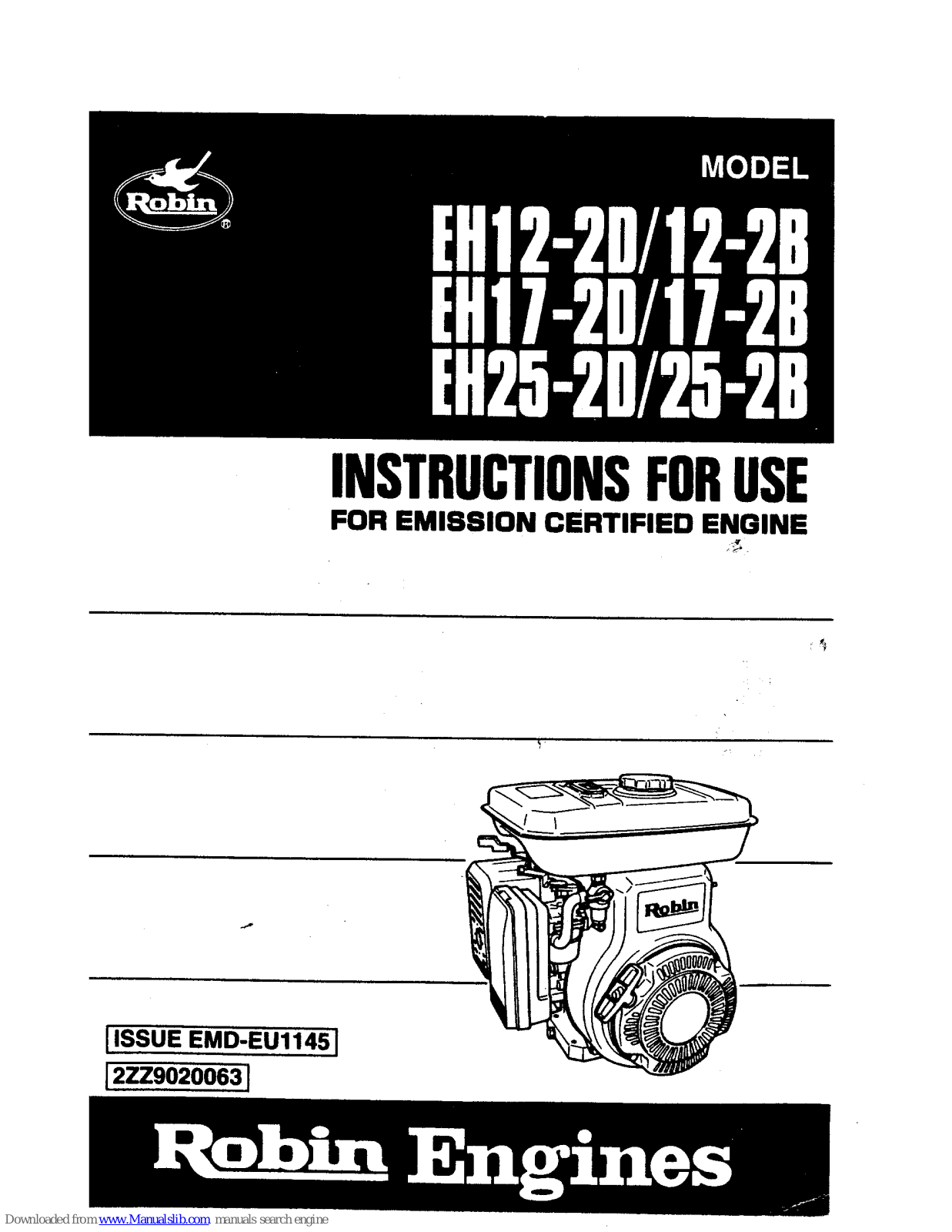 Robin EH12-2B, EH25-2D, EH17-2D, EH25-2B, EH17-2B Instructions For Use Manual