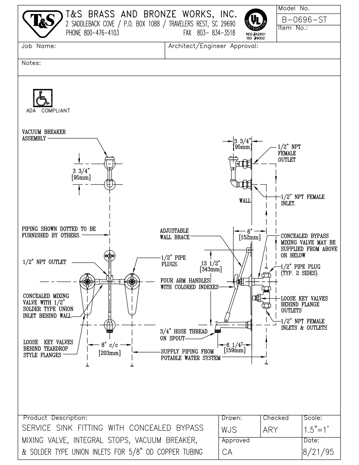 T&S Brass B-0696-ST User Manual