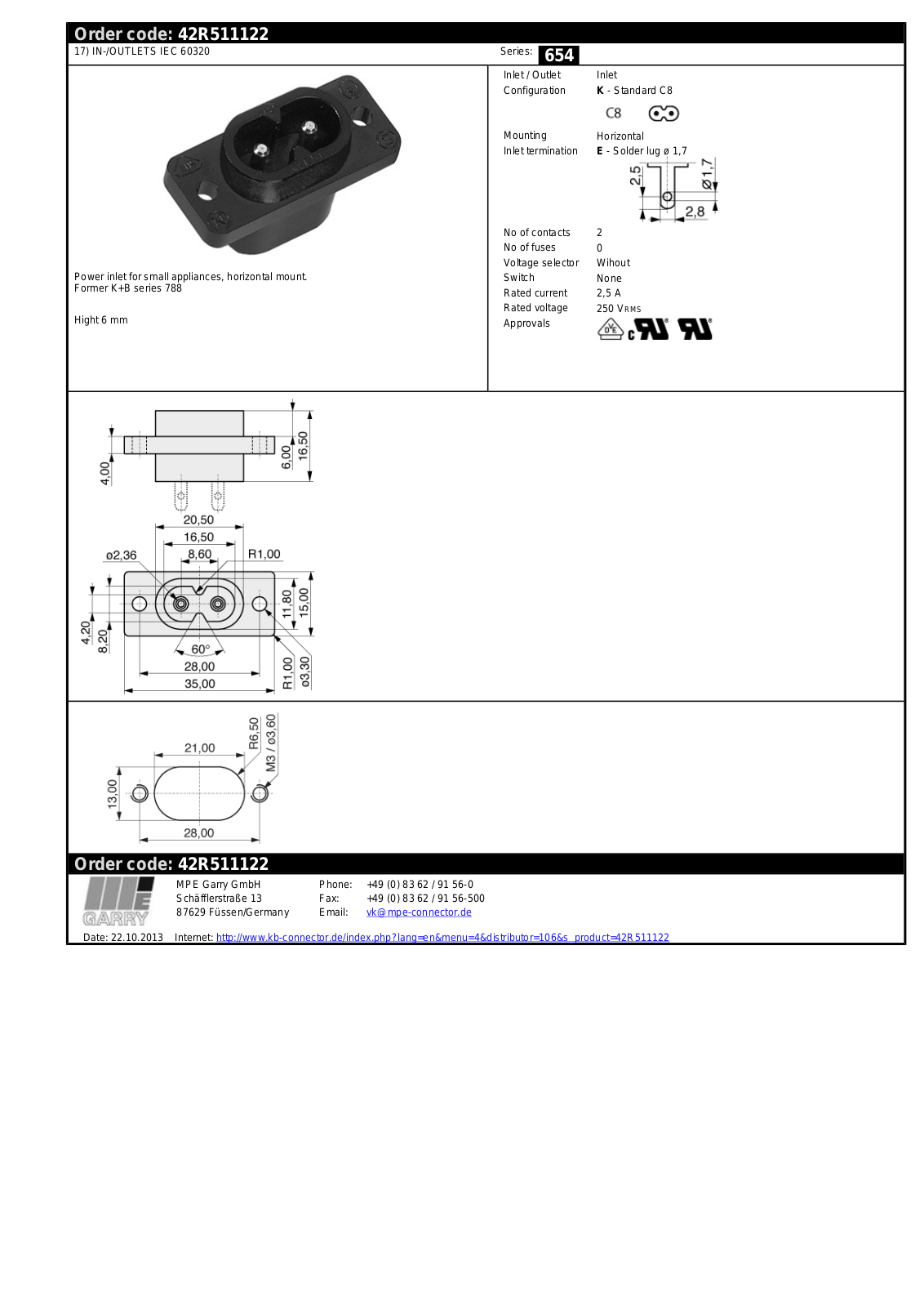 Datasheet 42R511122 Specification - ManualMachine.com