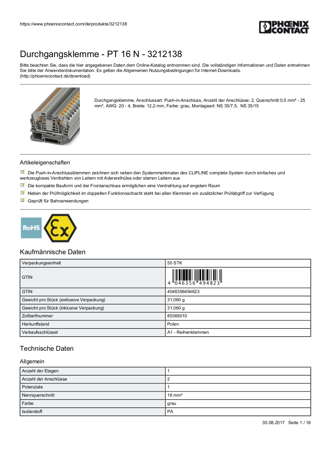 PHOENIX-CONTACT PT 16 N Datasheet - ManualMachine.com