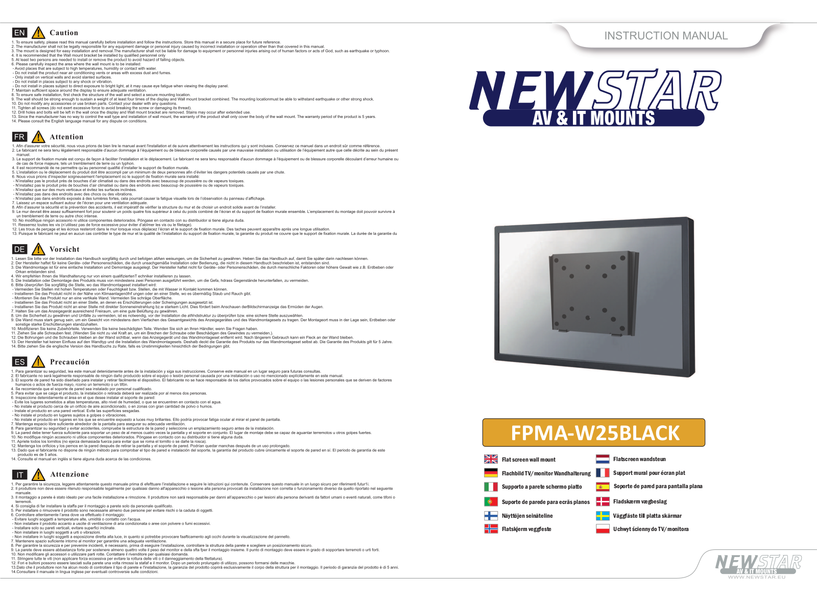 Newstar FPMA-W25BLACK User Manual