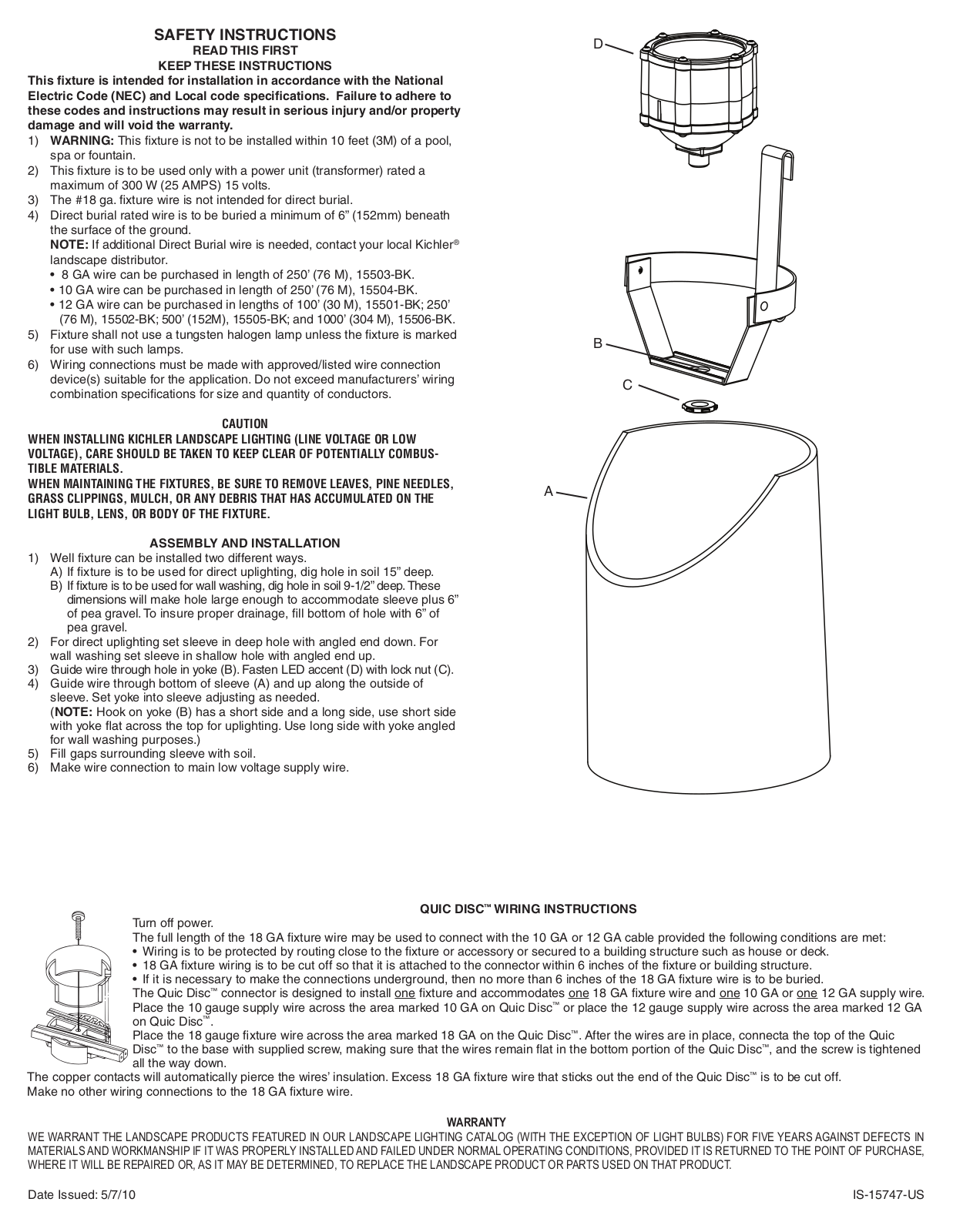 Kichler 15747 User Manual