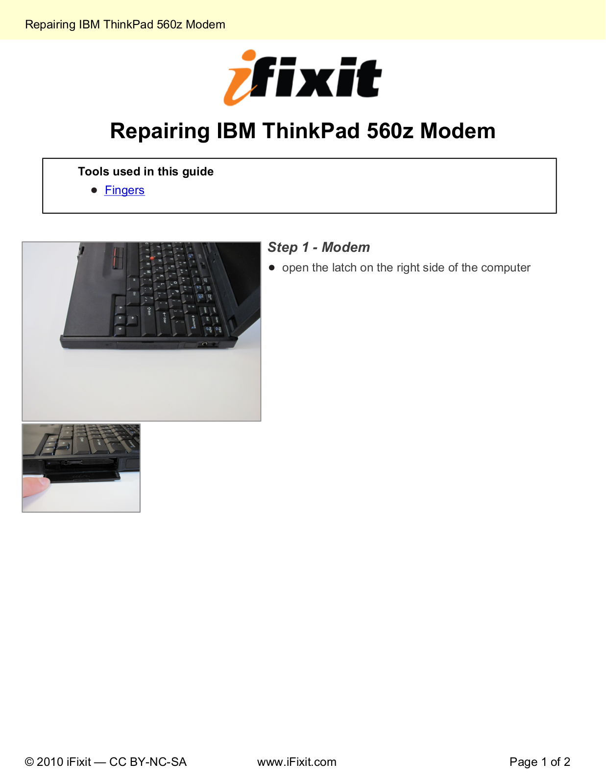 IBM 560z Service Manual Repairing Modem 2797