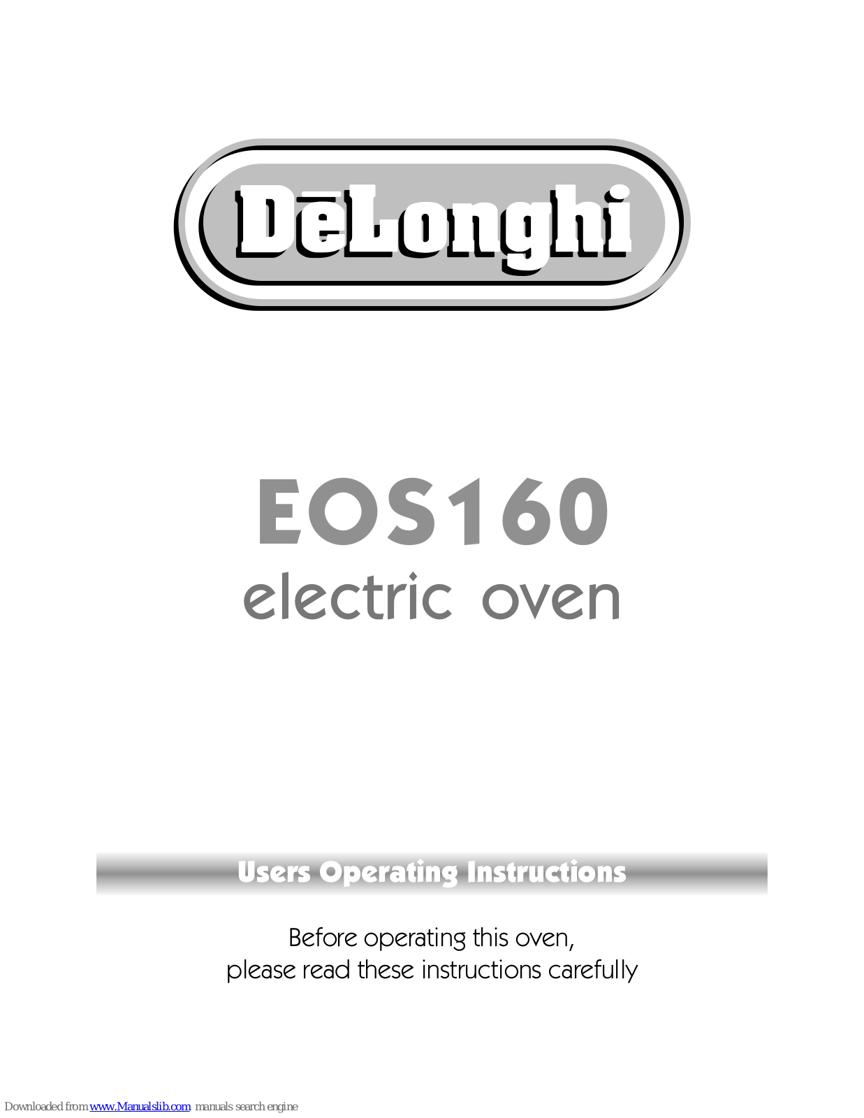 DèLonghi EOS160 User Operating Instructions Manual