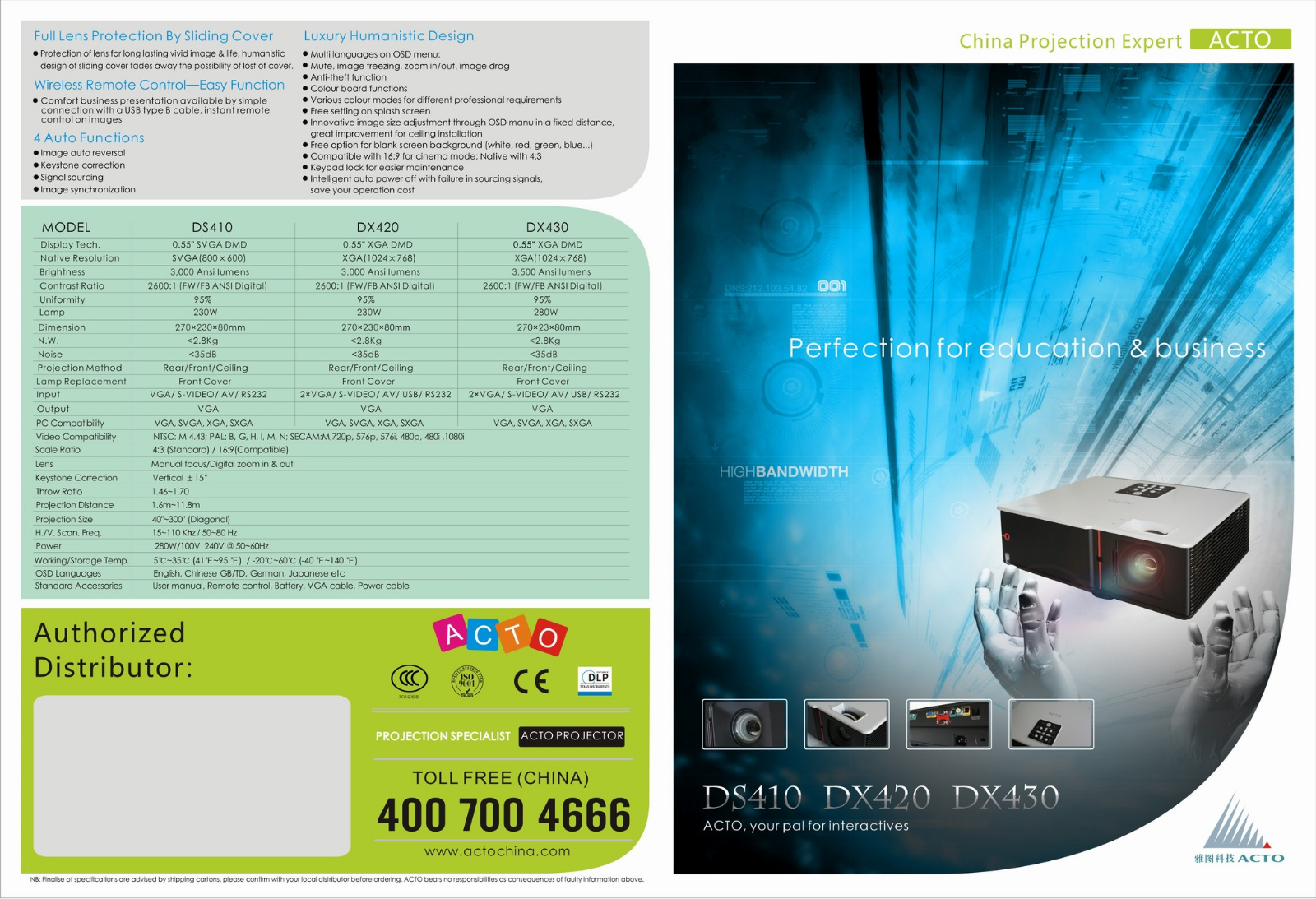 ACTO DX420 Product Sheet