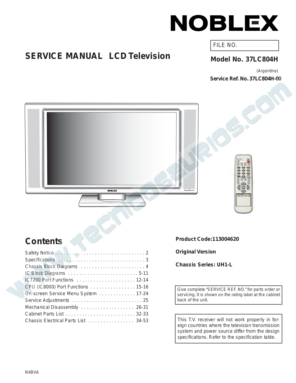 Noblex 37LC804H Schematic