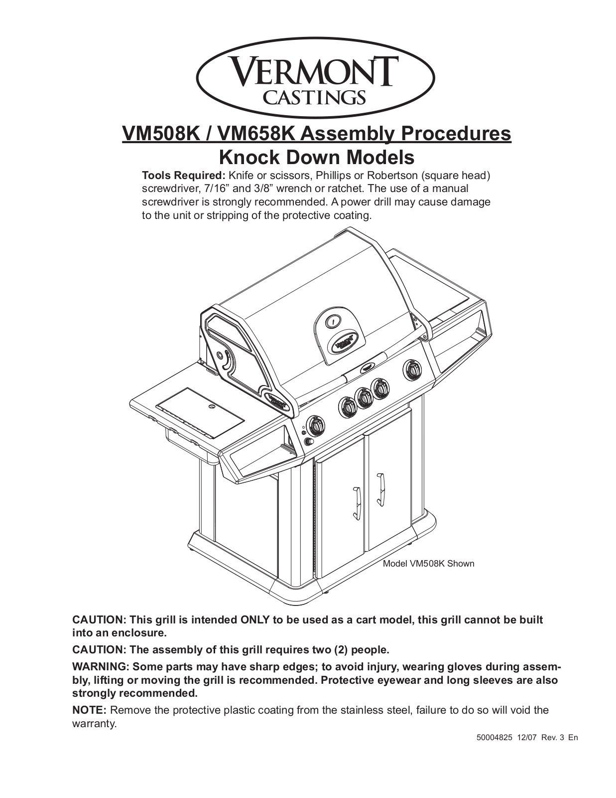 Vermont Casting VM508K User Manual