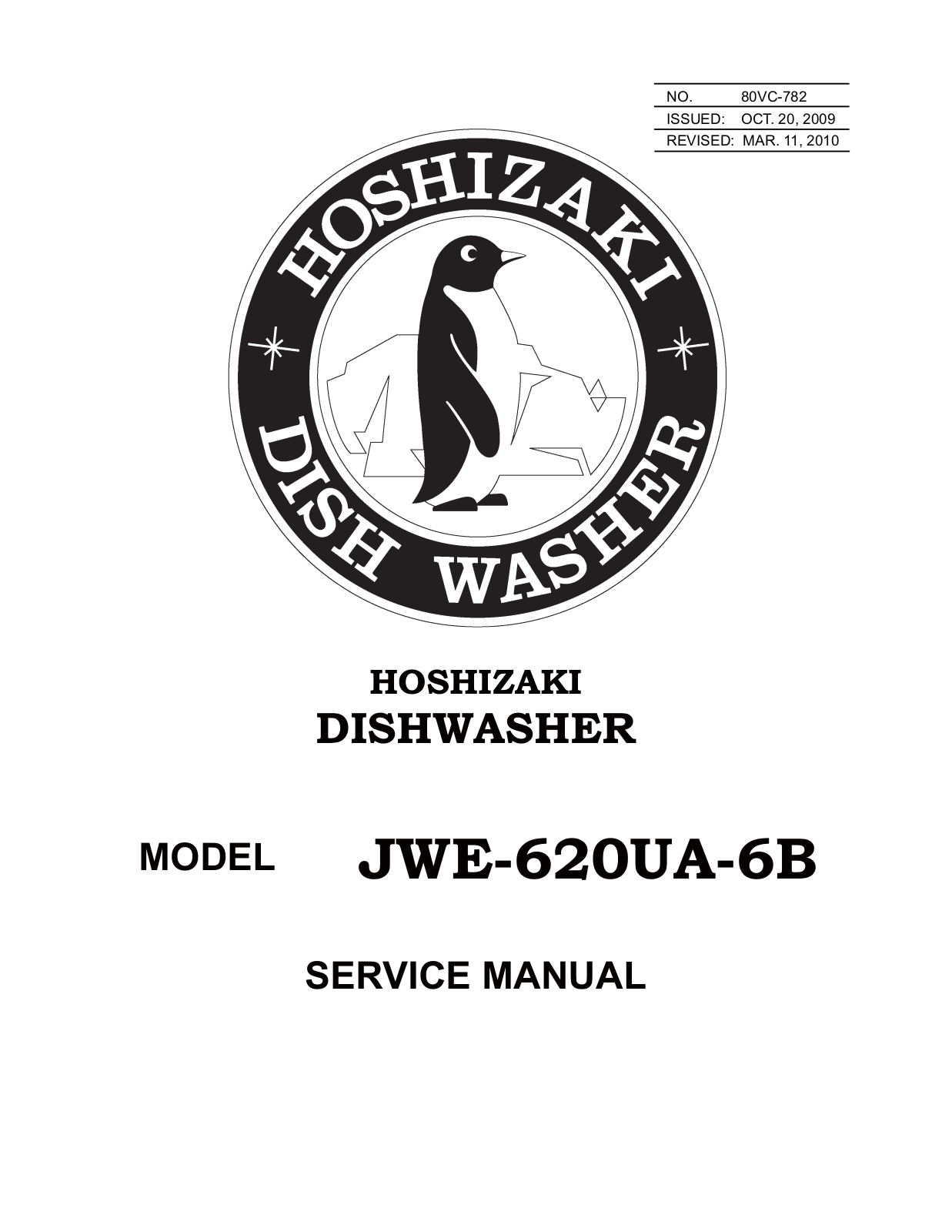 Hoshizaki JWE-620UA-6B Manuel de service