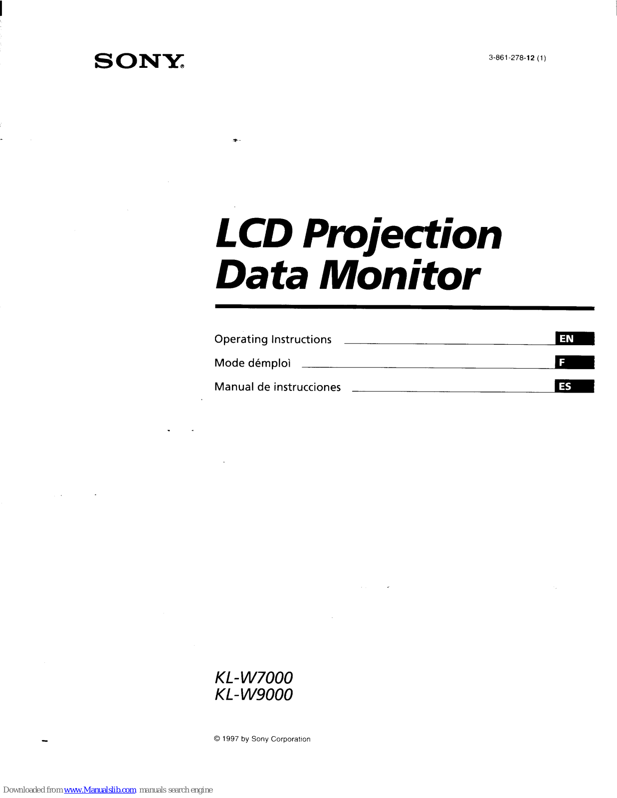 Sony KL-W7000,KL-W9000 Operating Instructions Manual