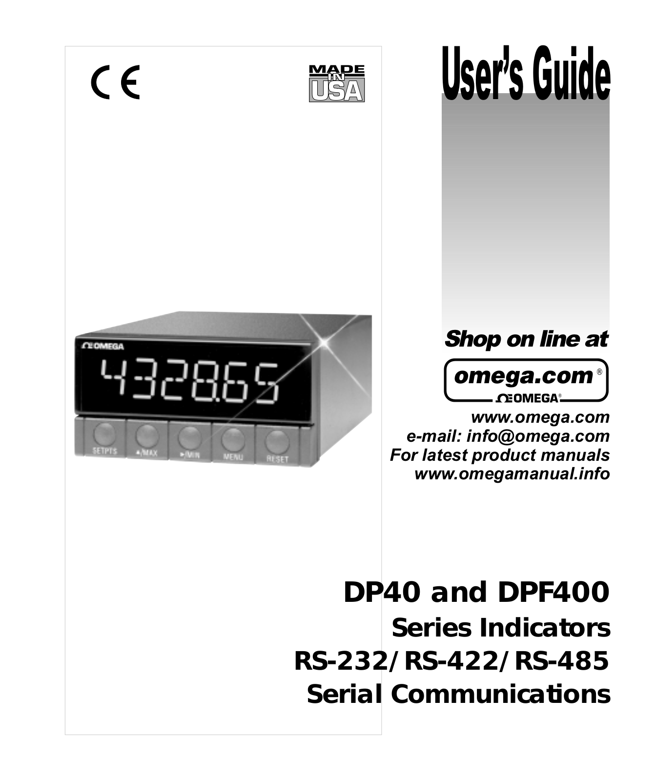 Omega Products DP40 Installation  Manual