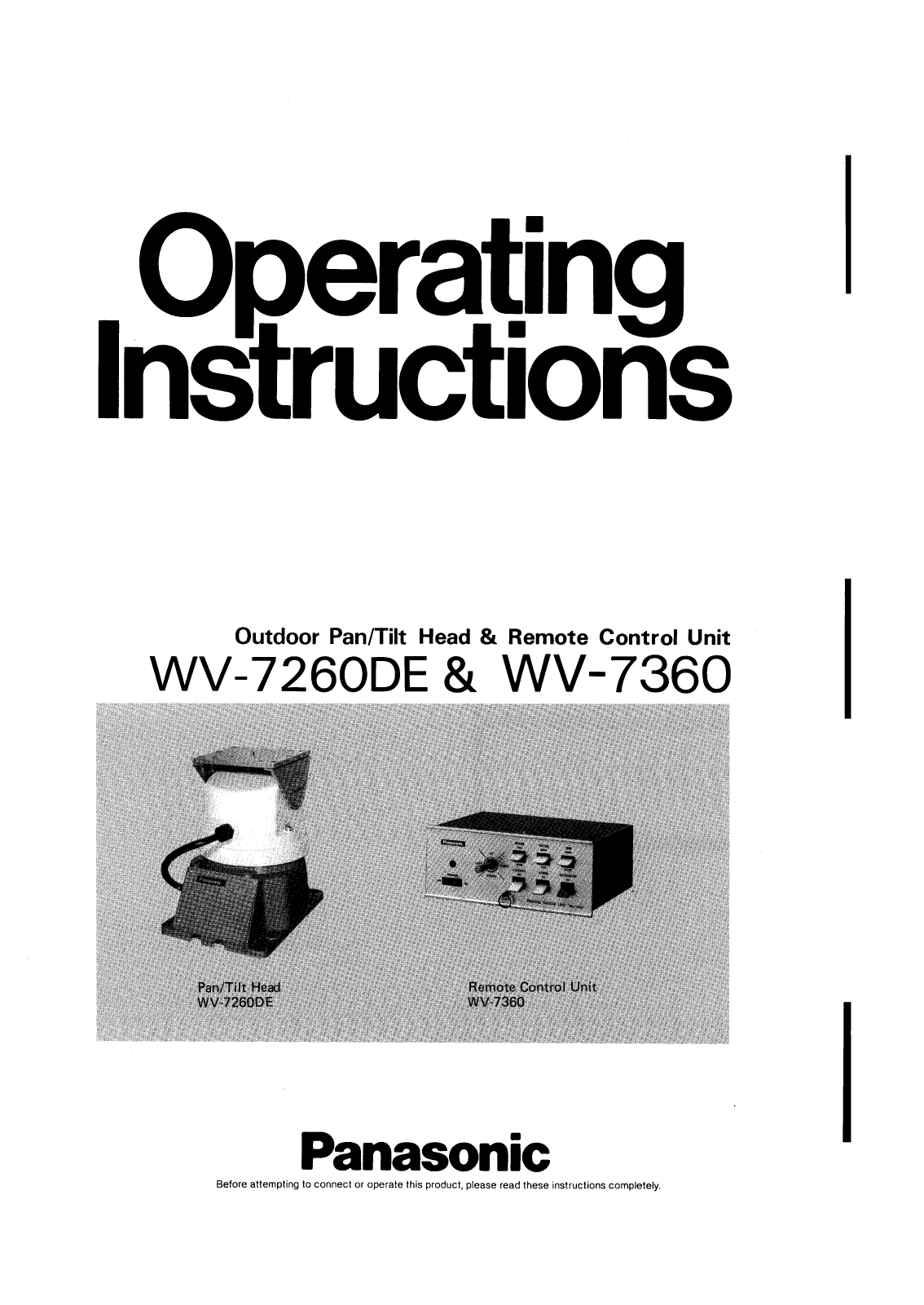 Panasonic WV-7260D Operating Instructions