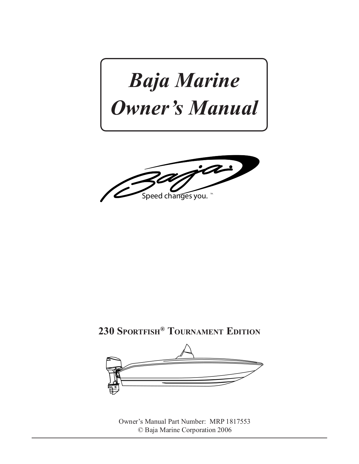 Baja Marine Sportfish Tournament Edition 230 User Manual