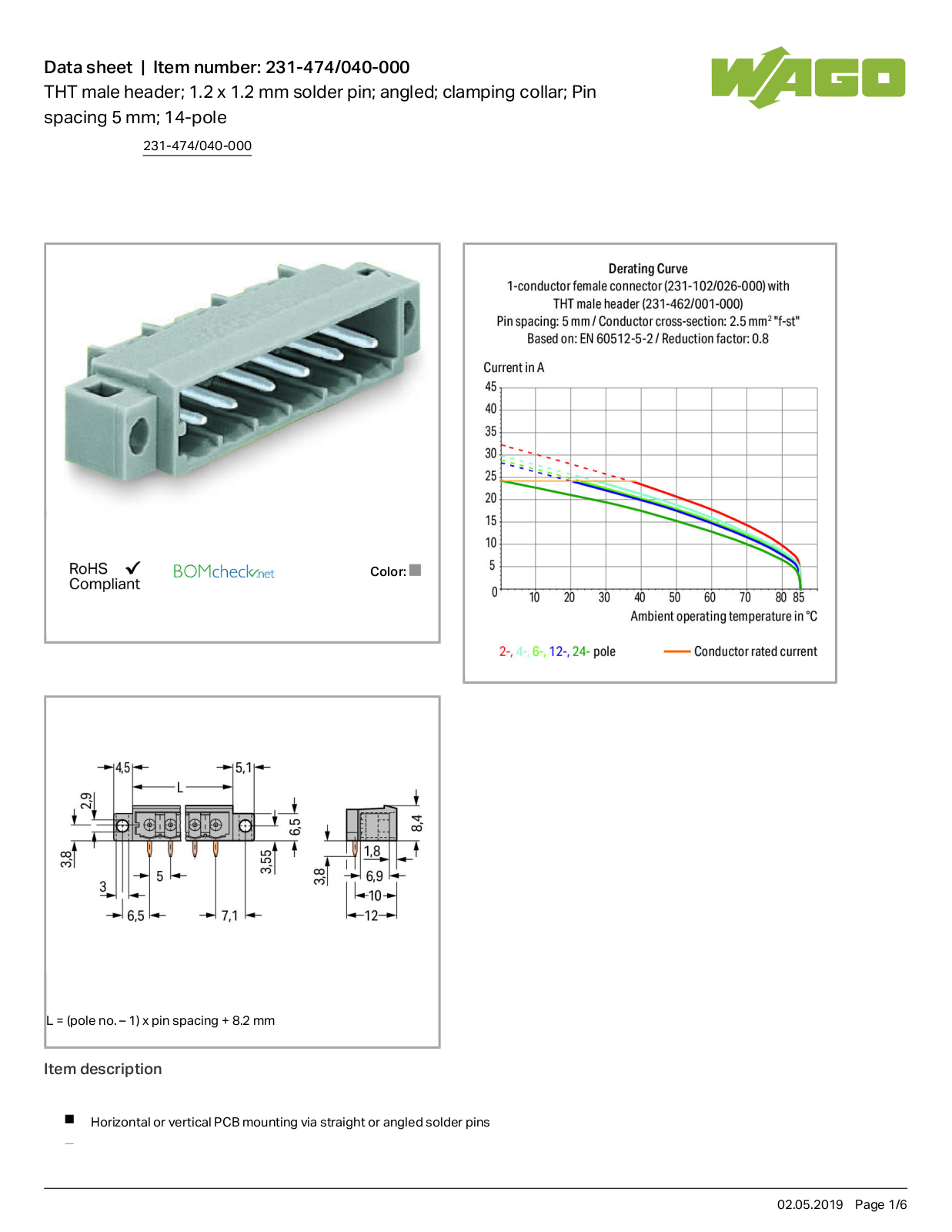 Wago 231-474/040-000 Data Sheet