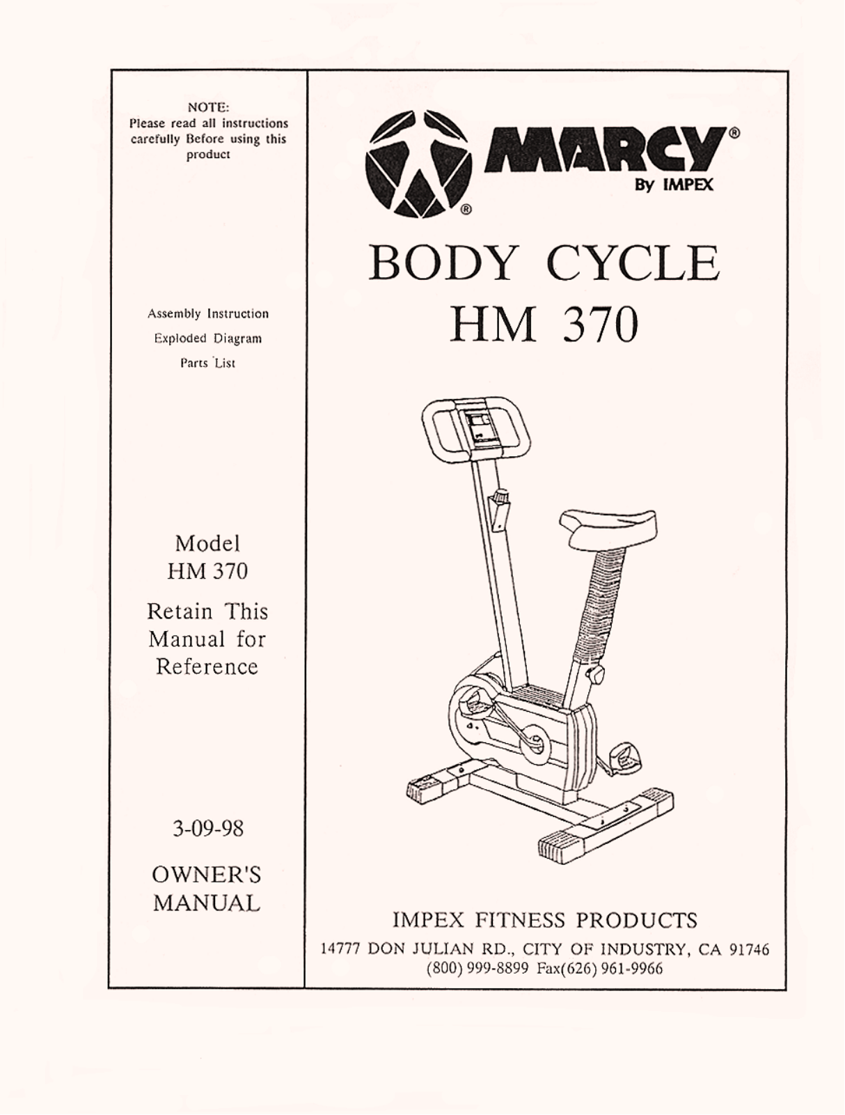 Impex HM-370 Owner's Manual