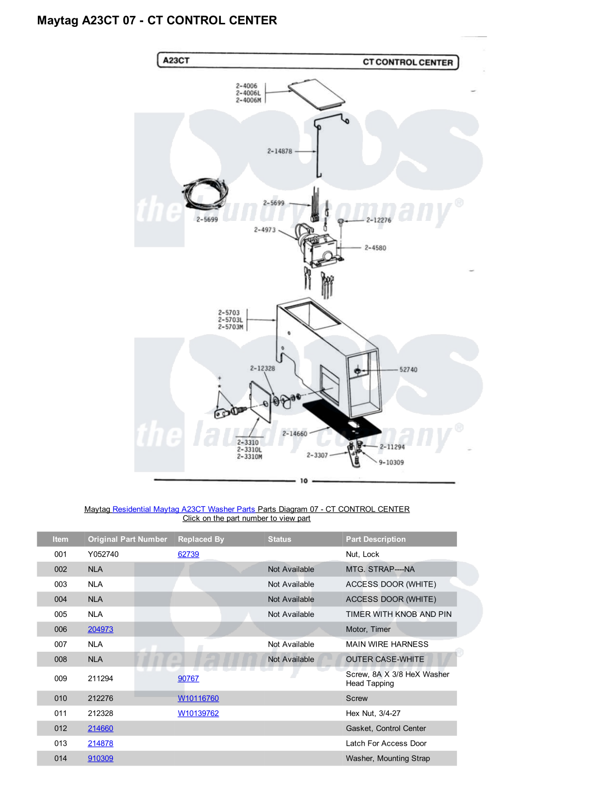 Maytag A23CT Parts Diagram