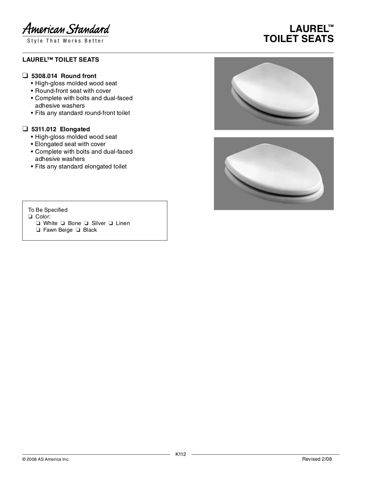 American Standard 5311.01 User Manual