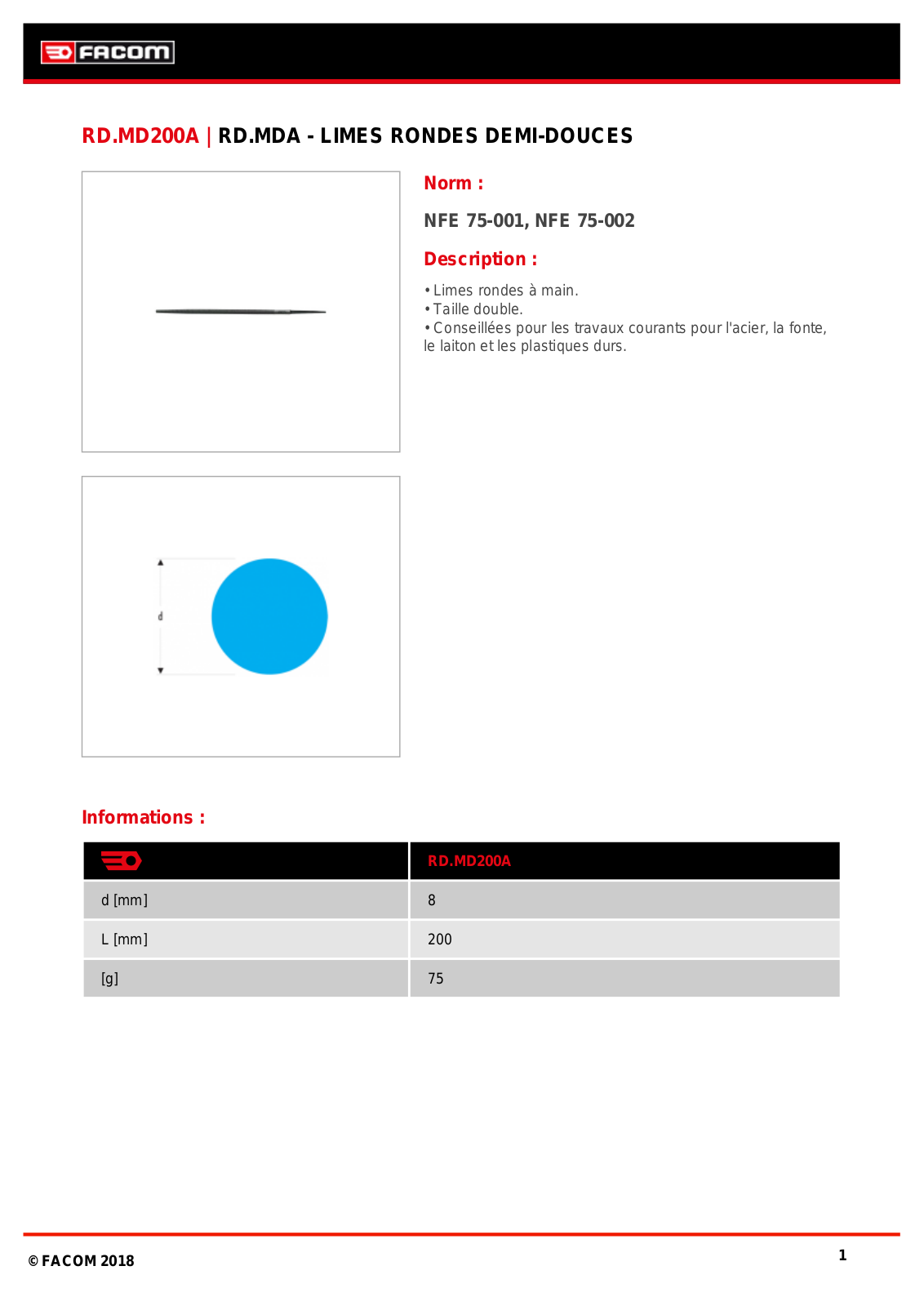 Facom RD.MD200A Specification - ManualMachine.com