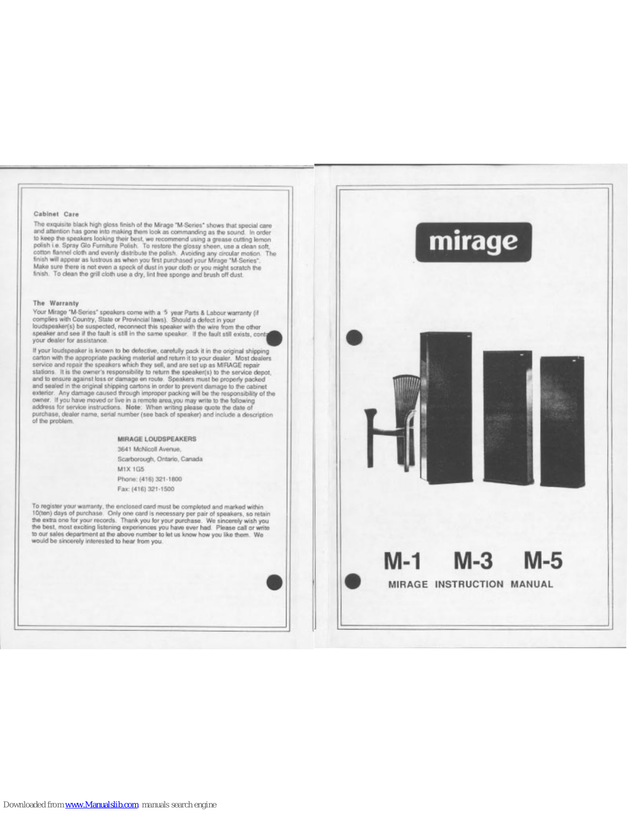 Mirage M-1, M-3, M-5 Instruction Manual