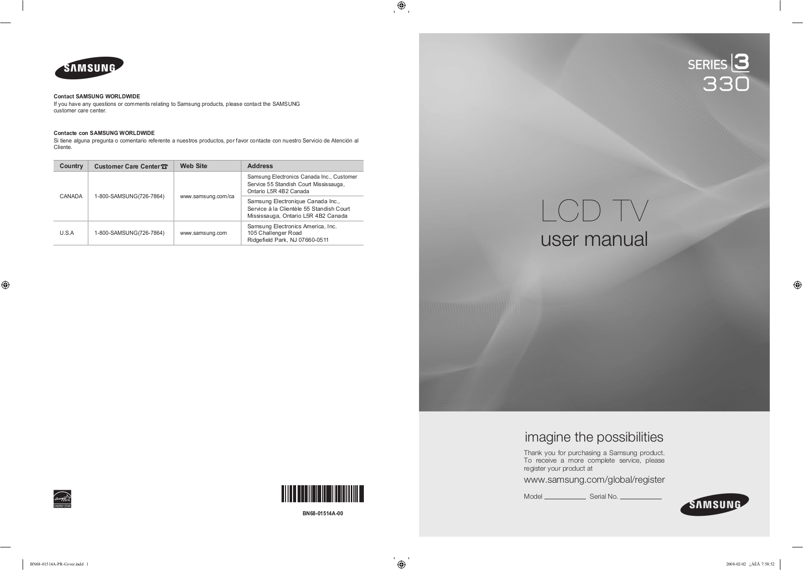 Samsung LN40A330J1DXZA, LN32A330J1DXZA User Manual