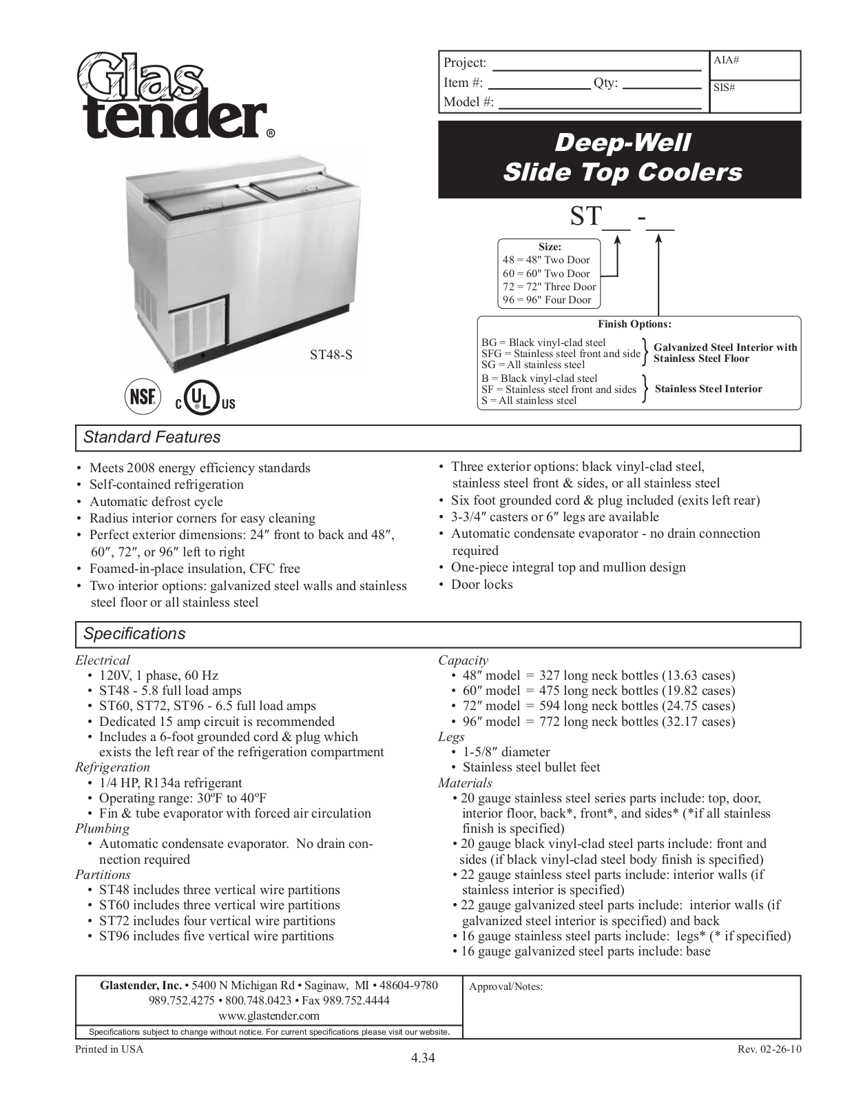 Perlick ST48, ST60 User Manual