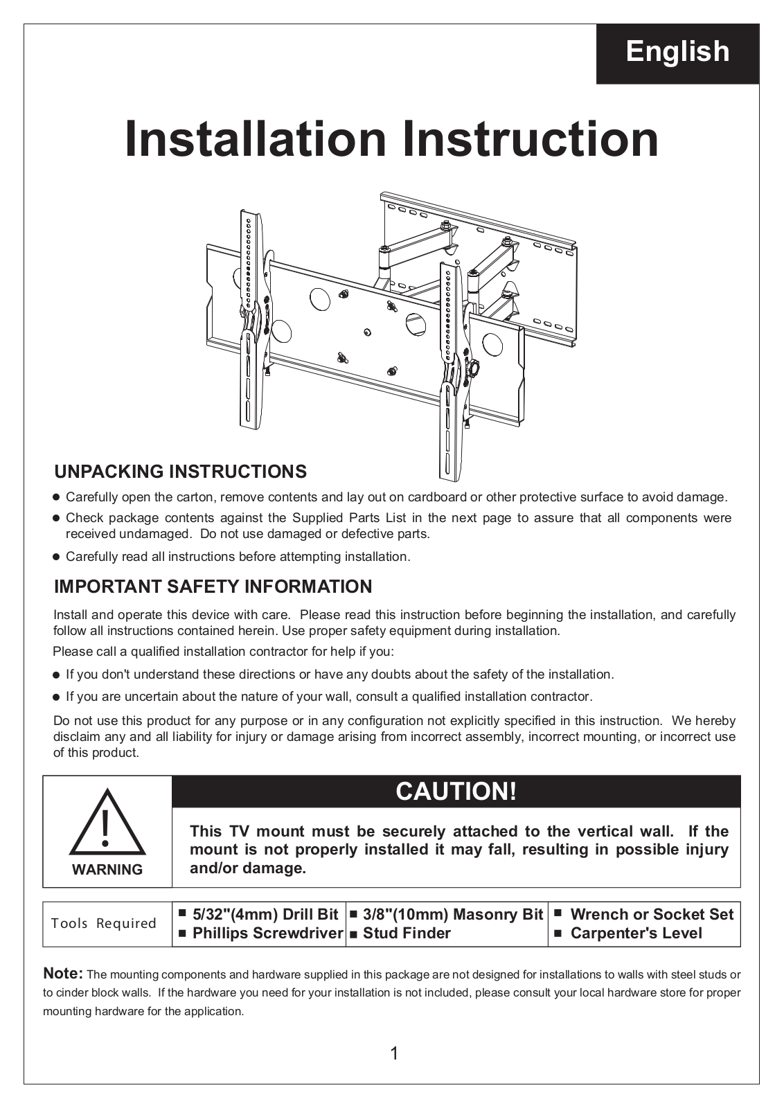 Mount-it NNCB1362 Installation & Assembly - ManualMachine.com