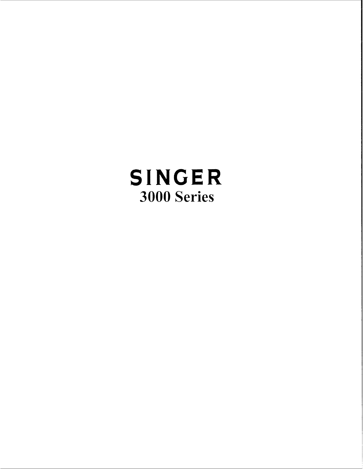 Singer 3000 User Manual