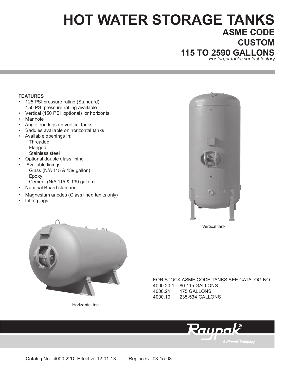 Raypak 1017 Gal User Manual