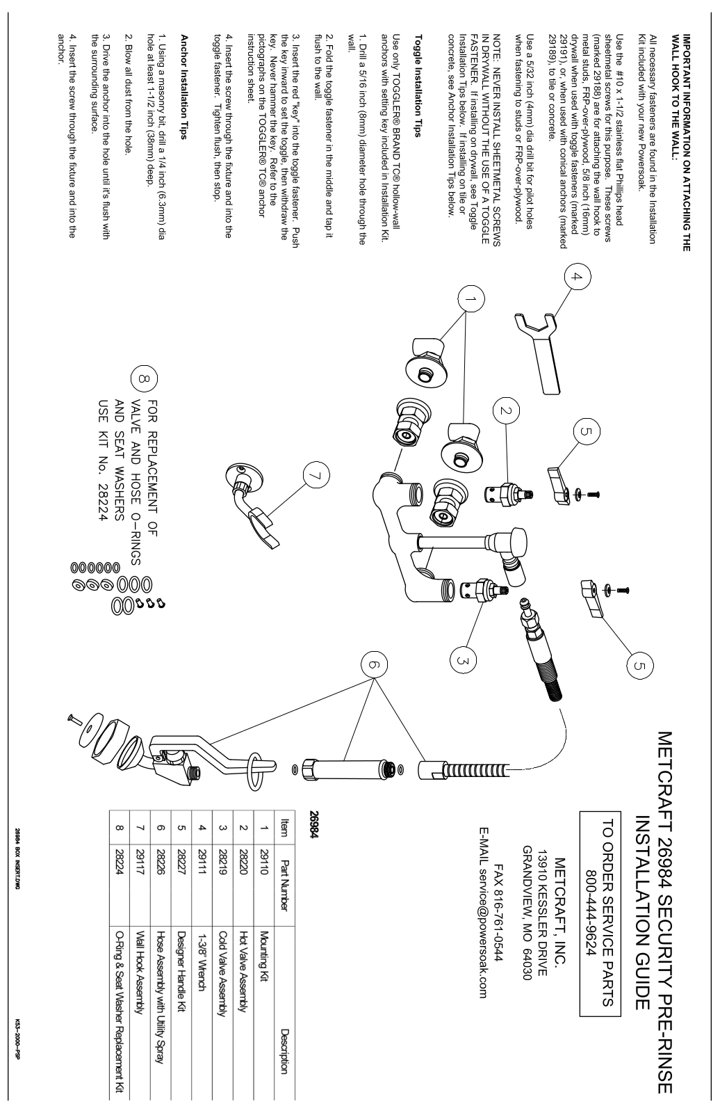 Metcraft 26984 Installation  Manual