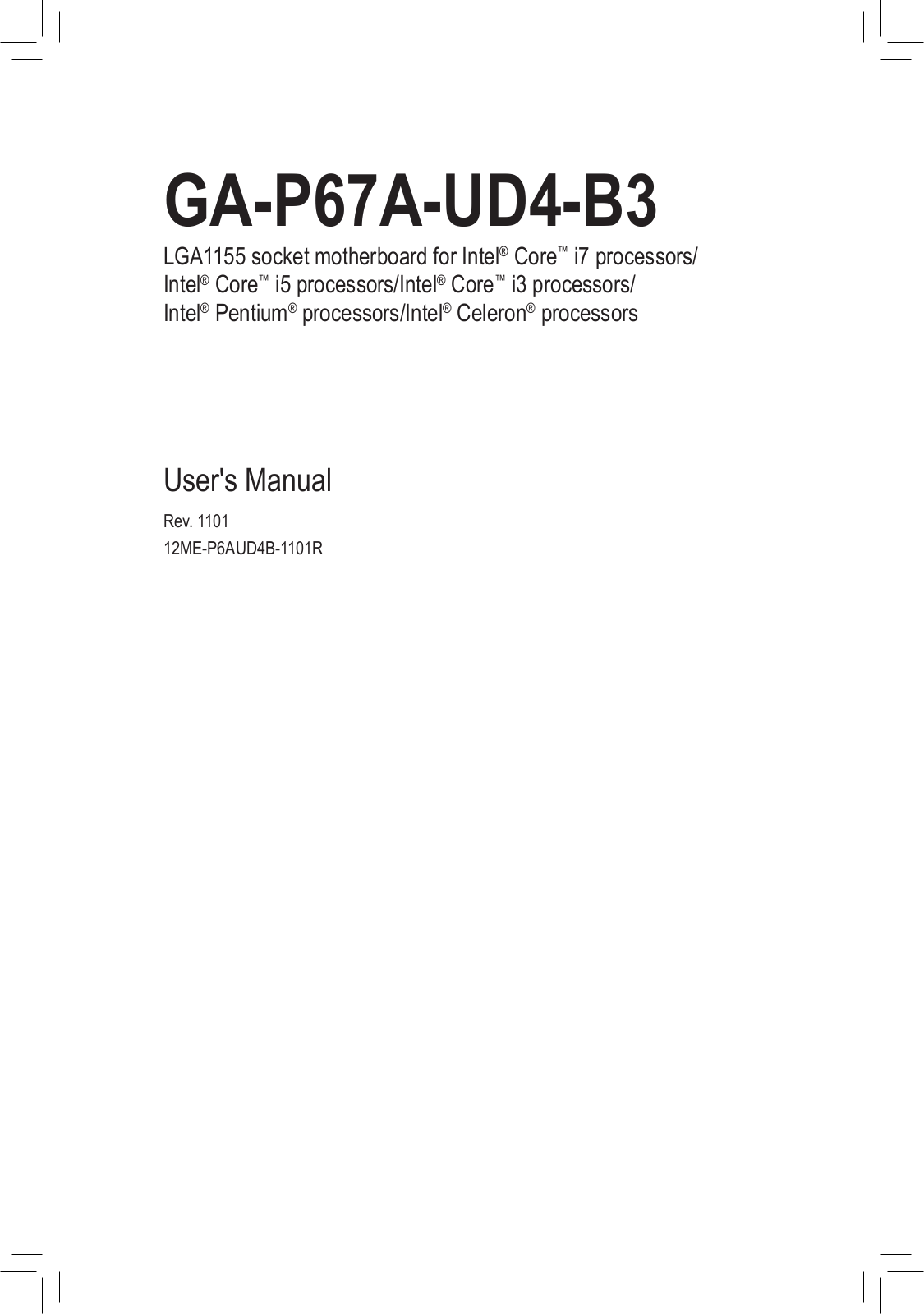 Gigabyte GA-P67A-UD4-B3 User Manual