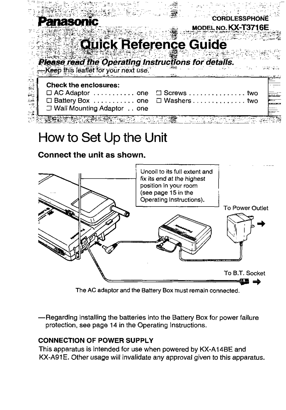 Panasonic KX-T3716E User Manual