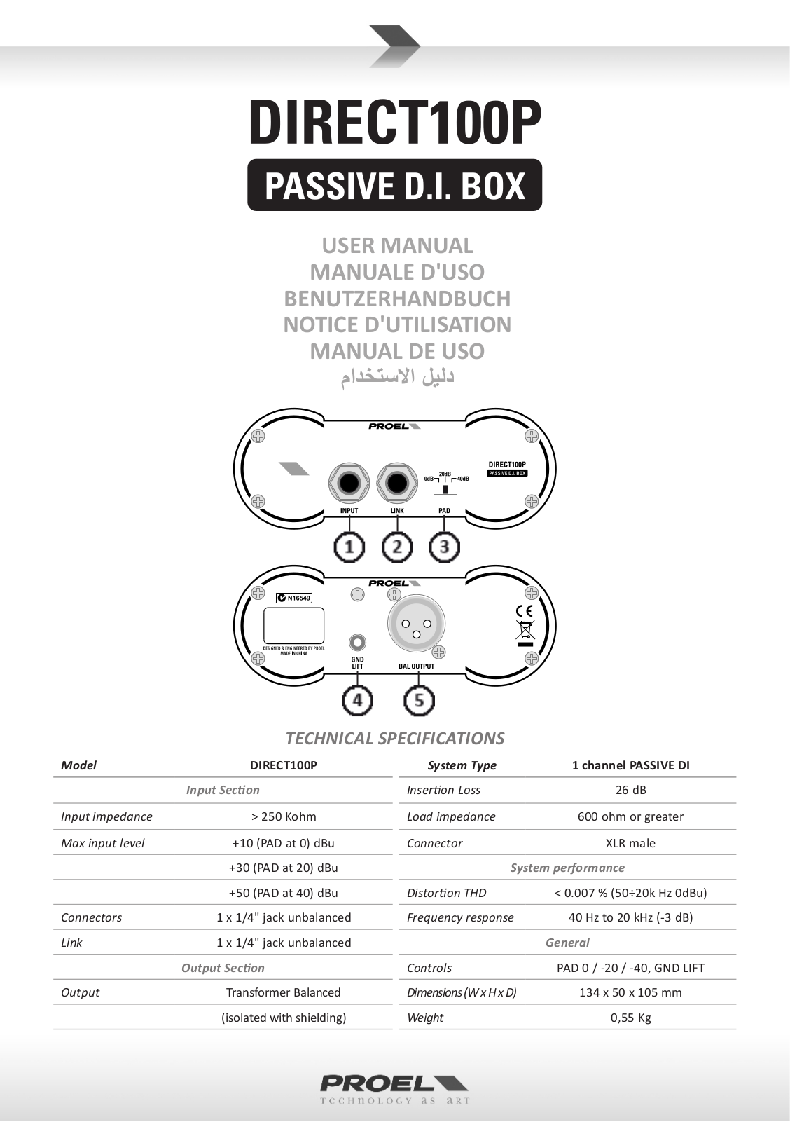 Proel DIRECT100P User Manual