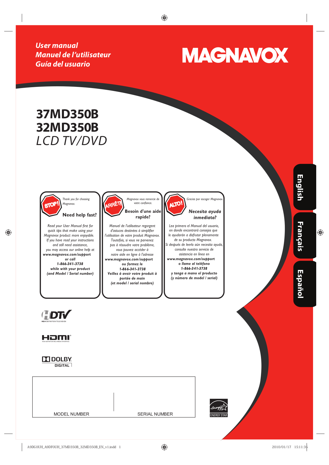 Magnavox 32MD350B User Manual