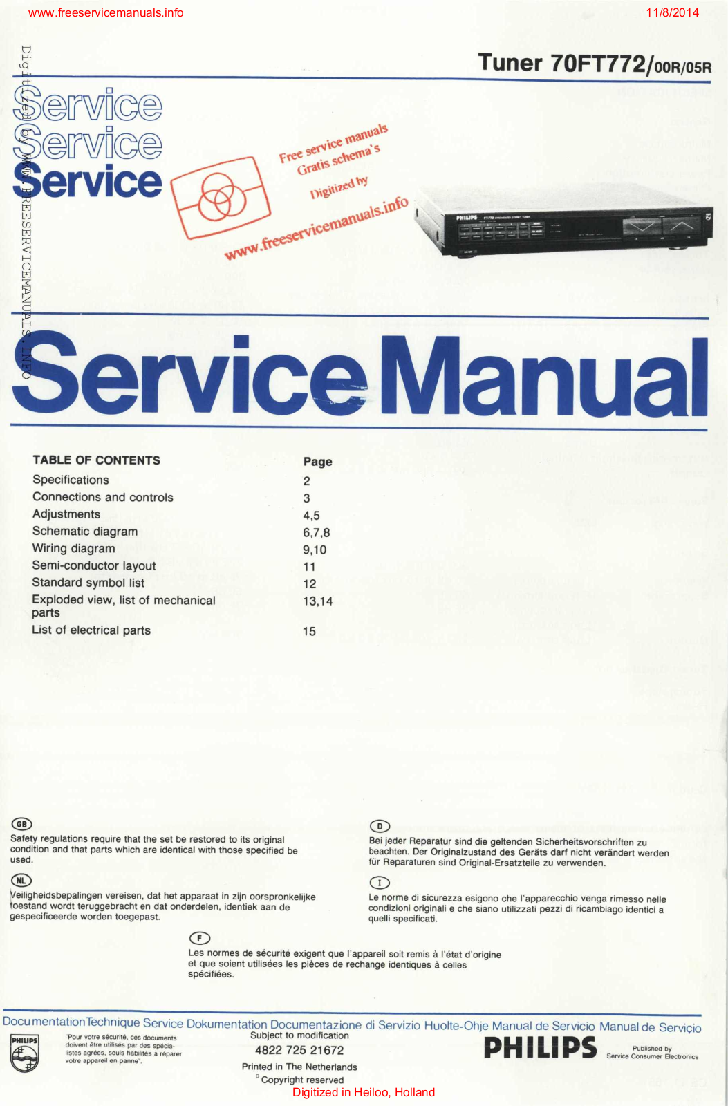 Philips 70ft772 Datasheet - ManualMachine.com