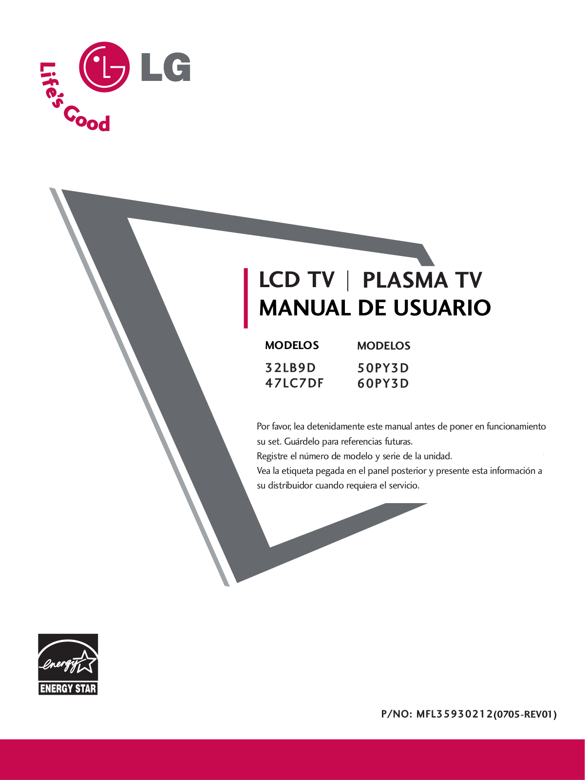 Lg 32LB9D, 47LC7DF, 50PY3D, 60PY3D User Manual